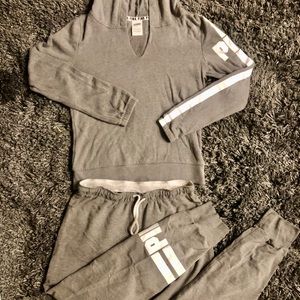 PINK jogger hoodie set